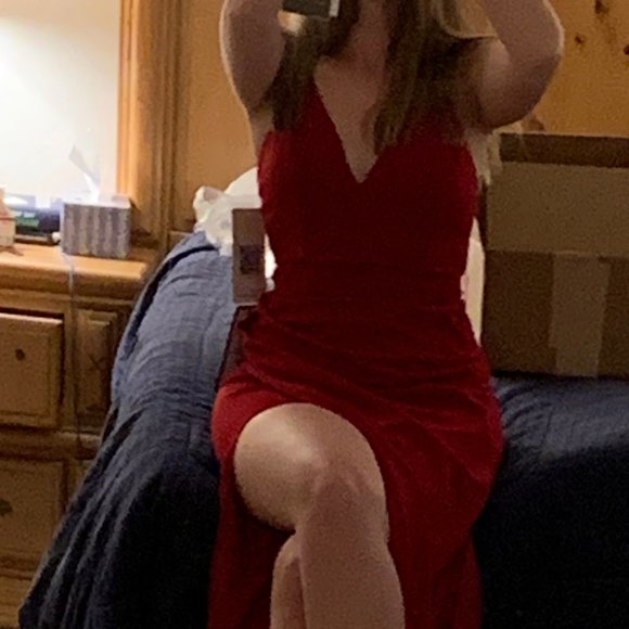 NWT Lace-Back Maxi Dress with Slit - Picture 3 of 5